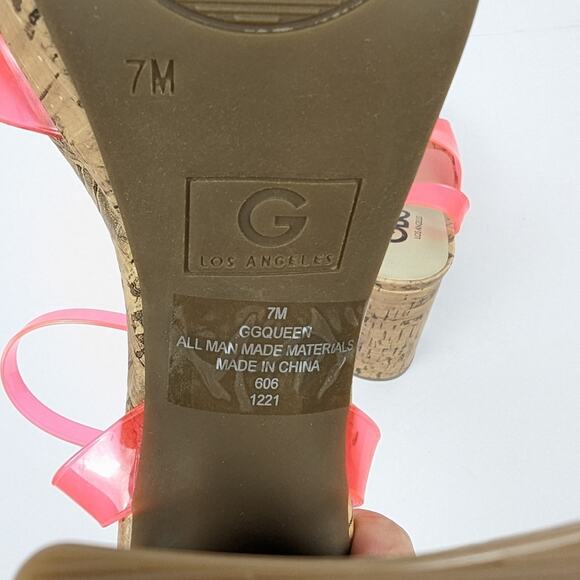 GBG Los Angeles Womens Shoes Pink Queen Platform Cork Block Heel Sandals Size 7 - Picture 10 of 10